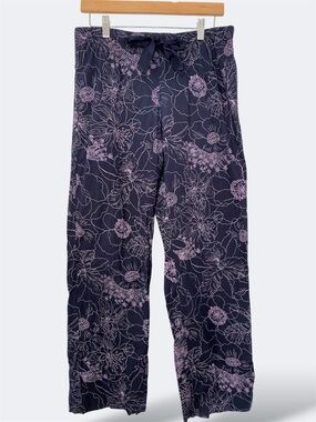 Victoria's Secret Navy Floral Dandelion Pajama Pants with Lavender Print